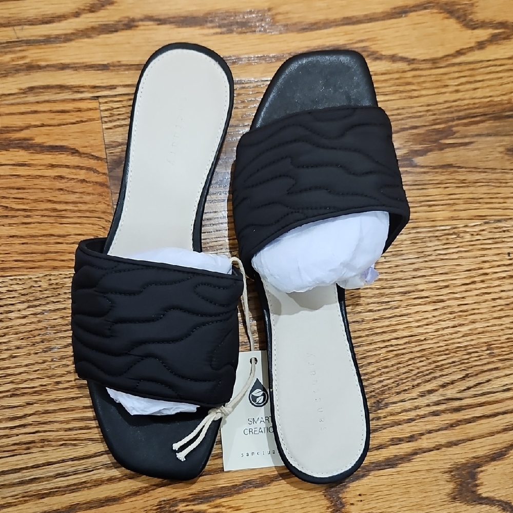 Sanctuary Black Quilted Slide Sandals